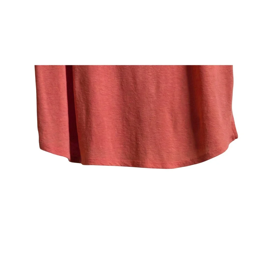 Ava & Viv Women's Coral Orange Linen Blend Rolled Sleeve T-Shirt‎ Size X